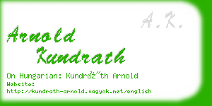 arnold kundrath business card